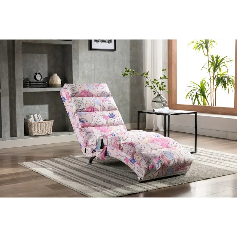 Linen Chaise Lounge Indoor Chair, Modern Long Lounger for Office or Living Room