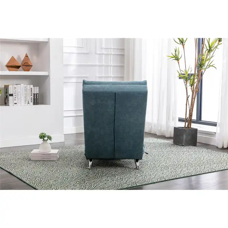 Linen Chaise Lounge Indoor Chair, Modern Long Lounger for Office or Living Room