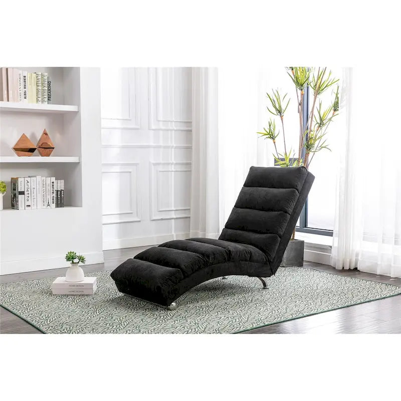 Linen Chaise Lounge Indoor Chair, Modern Long Lounger for Office or Living Room