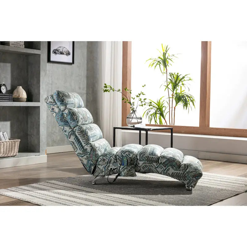 Linen Chaise Lounge Indoor Chair, Modern Long Lounger for Office or Living Room
