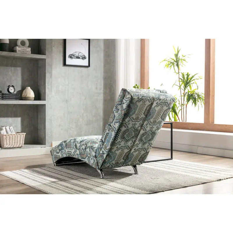 Linen Chaise Lounge Indoor Chair, Modern Long Lounger for Office or Living Room