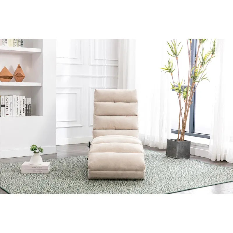 Linen Chaise Lounge Indoor Chair, Modern Long Lounger for Office or Living Room