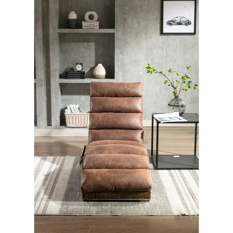 Linen Chaise Lounge Indoor Chair, Modern Long Lounger for Office or Living Room
