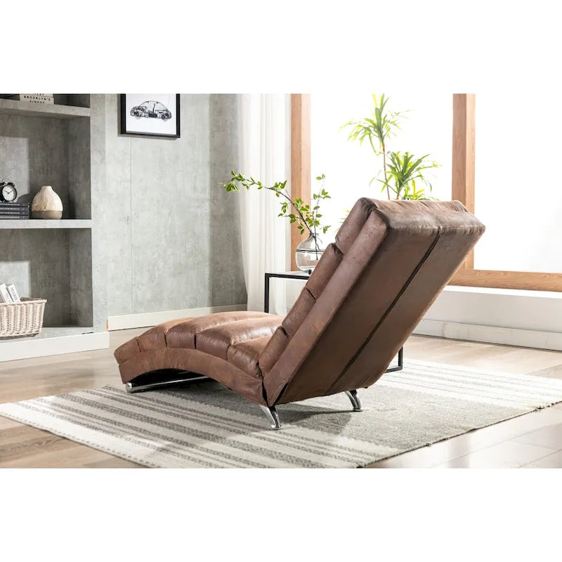 Linen Chaise Lounge Indoor Chair, Modern Long Lounger for Office or Living Room