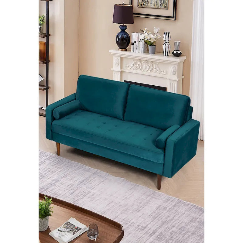 US Pride Furnitirue 70 W Tapered-Leg Velvet Sofa