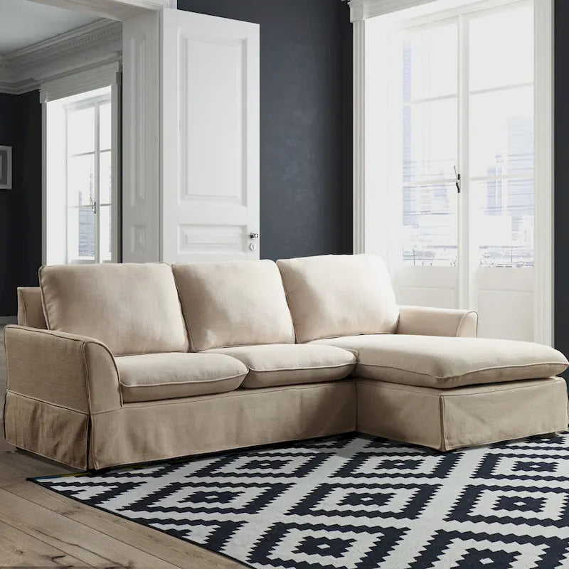 Gami Transitional Linen Fabric Skirted Sectional by Furniture of America