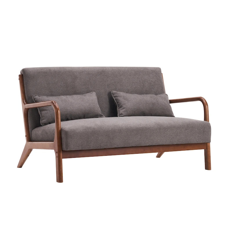 Porthos Home Juno Fabric Loveseat Small Couch Sofa with Pillows, Rubberwood Frame