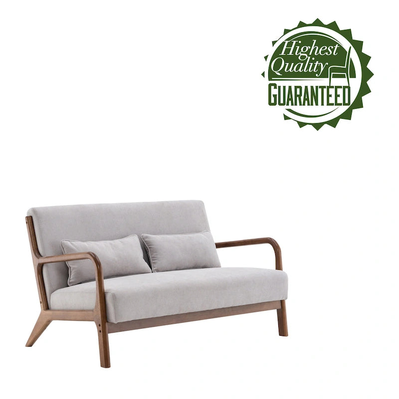 Porthos Home Juno Fabric Loveseat Small Couch Sofa with Pillows, Rubberwood Frame