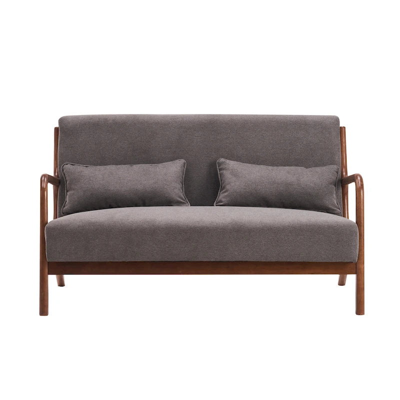Porthos Home Juno Fabric Loveseat Small Couch Sofa with Pillows, Rubberwood Frame