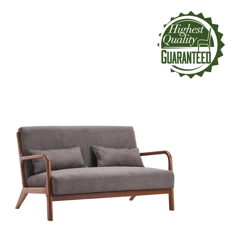 Porthos Home Juno Fabric Loveseat Small Couch Sofa with Pillows, Rubberwood Frame