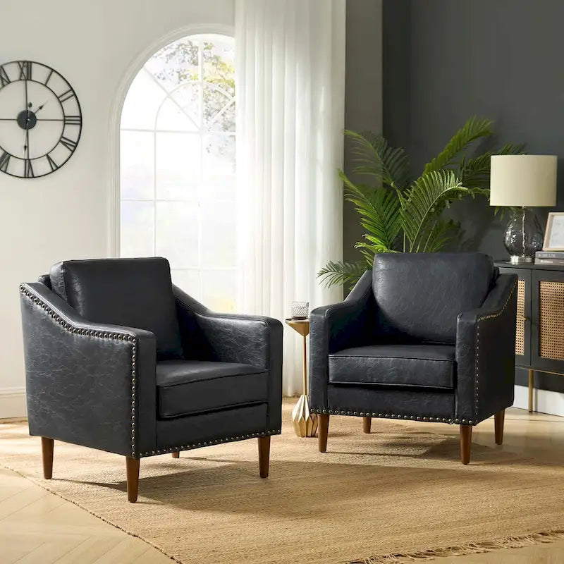 Duarte Transitional Armchair with Sloped Arms Set of 2