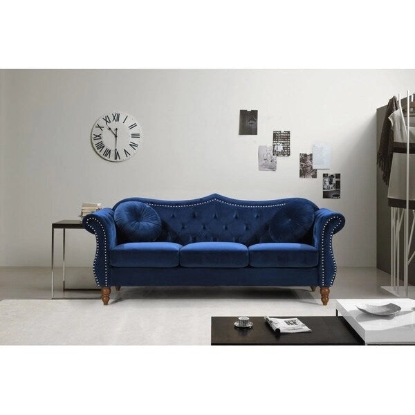 US Pride Furniture Anna Velvet Upholstered Nailhead Sofa