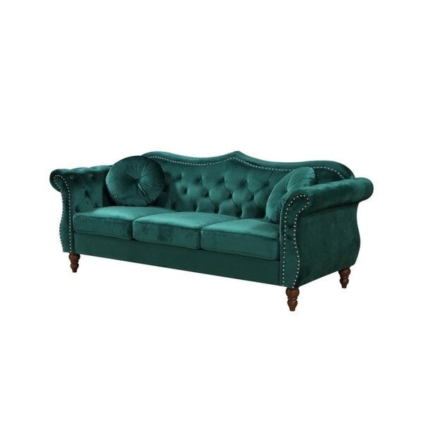 US Pride Furniture Anna Velvet Upholstered Nailhead Sofa
