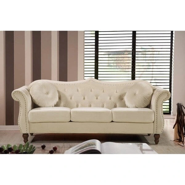 US Pride Furniture Anna Velvet Upholstered Nailhead Sofa