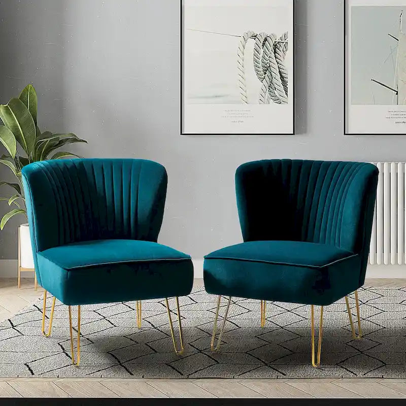 Barto Upholstered Side Chair with Tufted Back Set of 2 by HULALA HOME