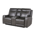 Newport Power Top Grain Leather Reclining Loveseat with Console by Greyson Living