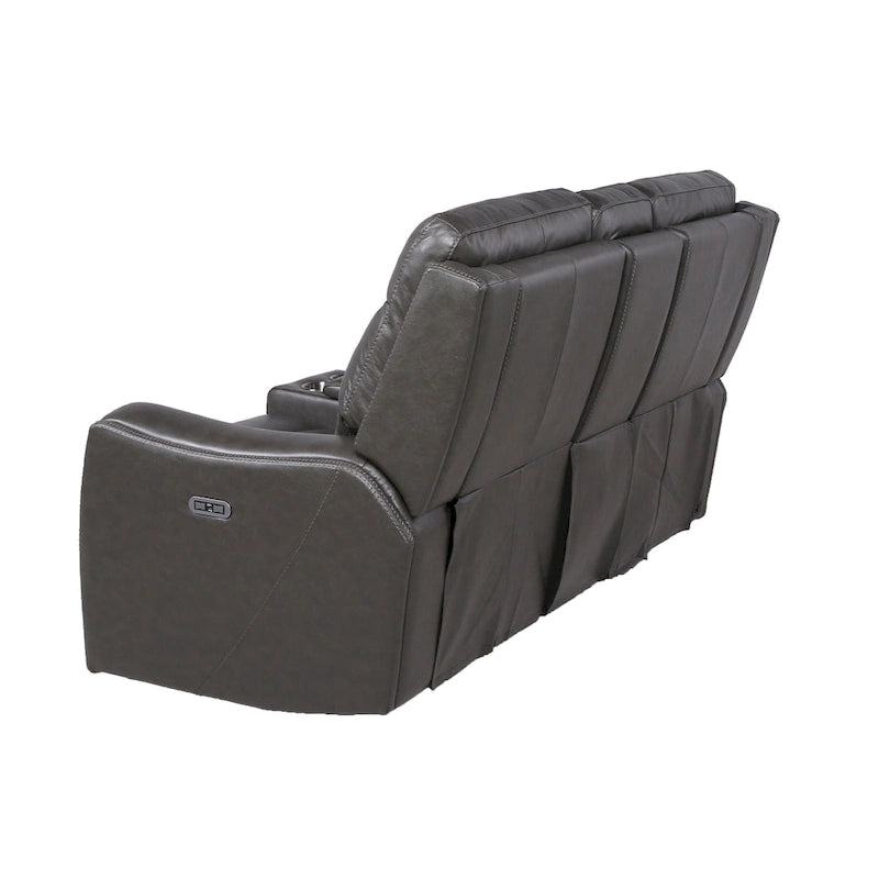 Newport Power Top Grain Leather Reclining Loveseat with Console by Greyson Living