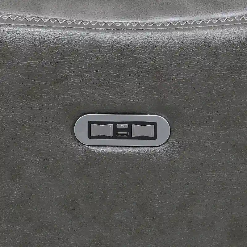 Newport Power Top Grain Leather Reclining Loveseat with Console by Greyson Living