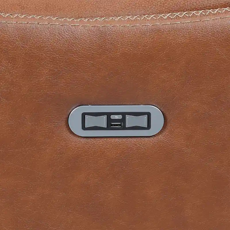 Newport Power Top Grain Leather Reclining Loveseat with Console by Greyson Living