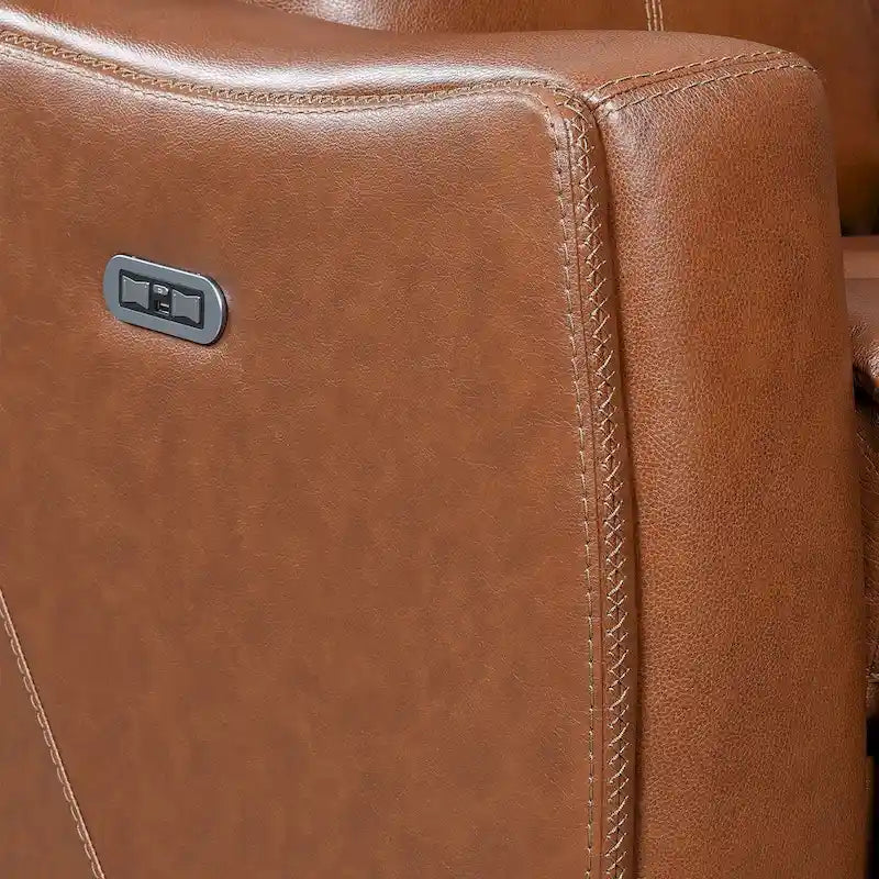 Newport Power Top Grain Leather Reclining Loveseat with Console by Greyson Living