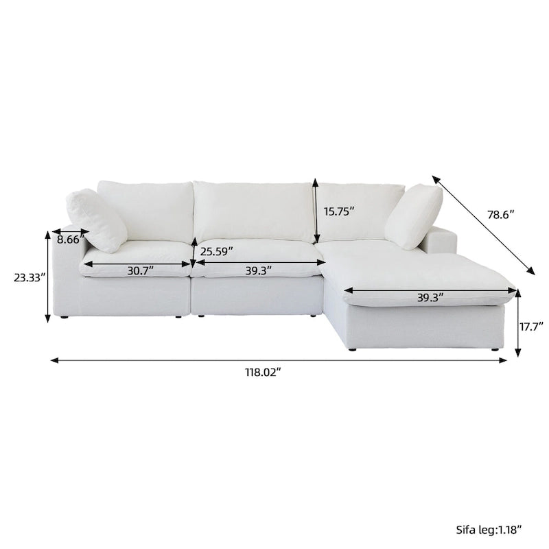L Shape Modern Modular Convertible Sectional Sofa Couch