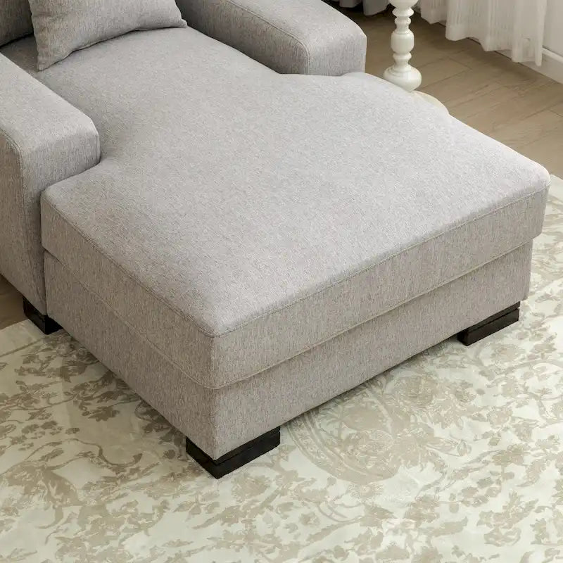 Modern Mid-Century Oversized Chaise Sleeper Sofa with Pillow