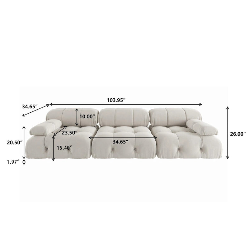 Convertible Modular Sectional Sofa, Modern Velvet Sofa 3-Seater Couch for Living Room, Apartment