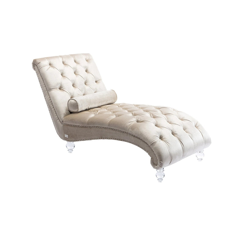 Velvet Tufted Chaise Lounge Accent Living Room Chair