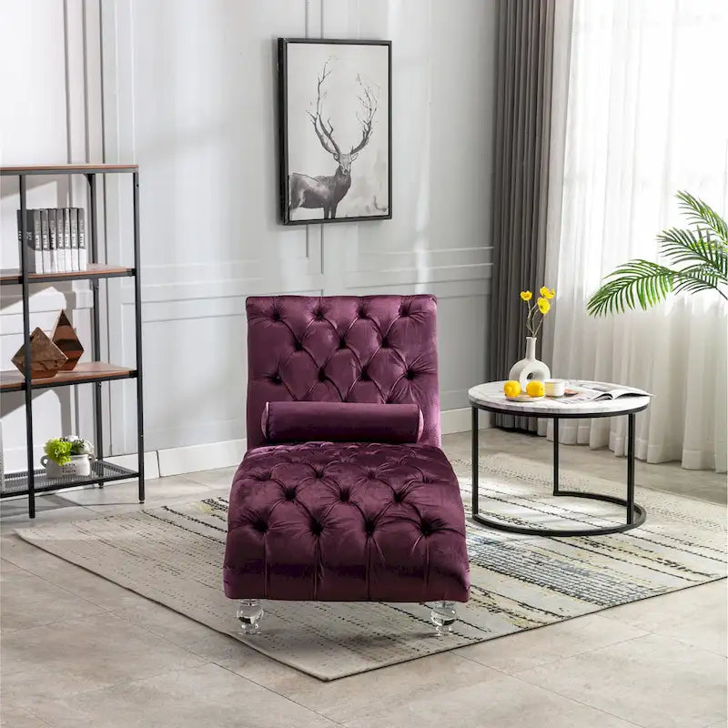 Velvet Tufted Chaise Lounge Accent Living Room Chair