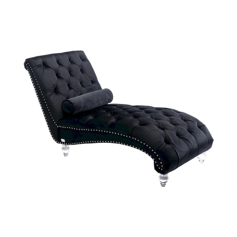 Velvet Tufted Chaise Lounge Accent Living Room Chair