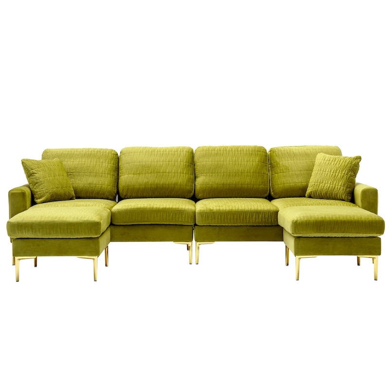 Velvet U-shaped modular detachable sectional sofa