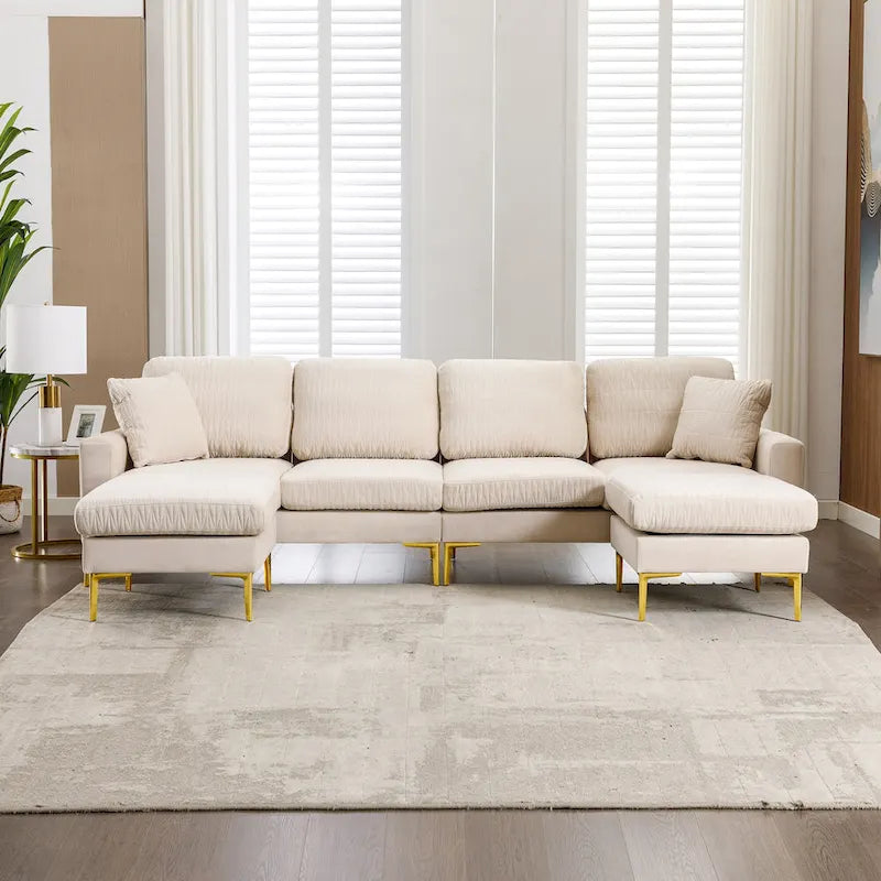 Velvet U-shaped modular detachable sectional sofa