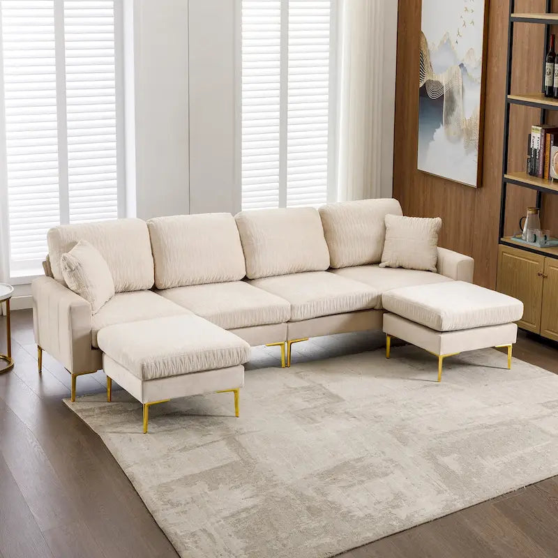 Velvet U-shaped modular detachable sectional sofa