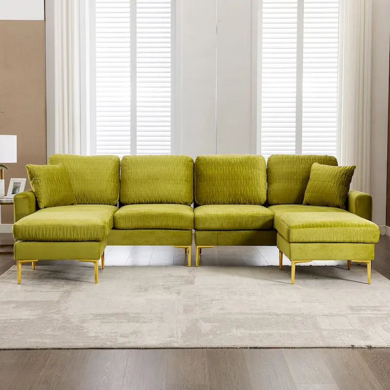 Velvet U-shaped modular detachable sectional sofa