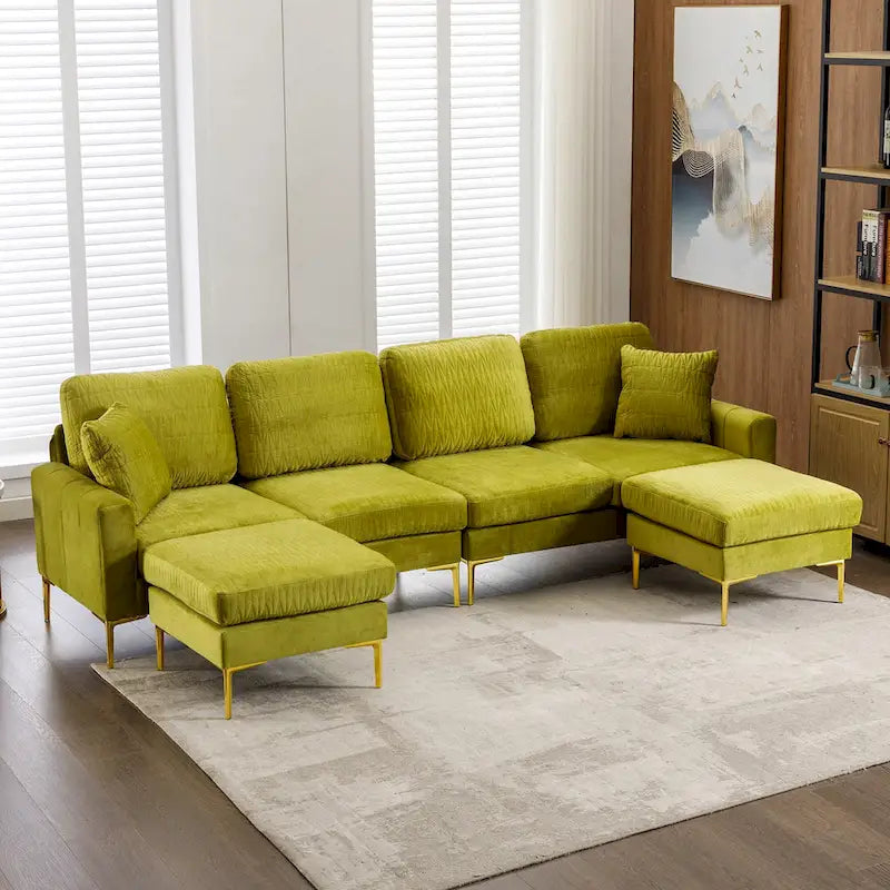 Velvet U-shaped modular detachable sectional sofa