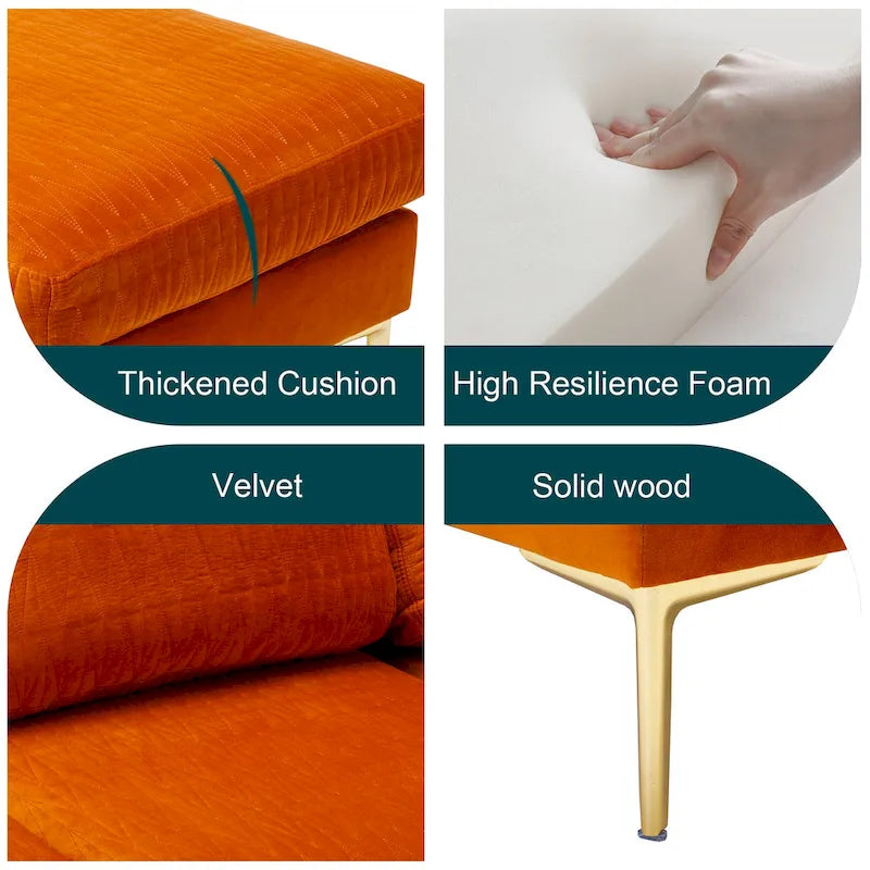 Velvet U-shaped modular detachable sectional sofa