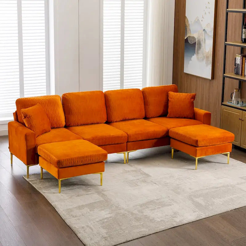 Velvet U-shaped modular detachable sectional sofa