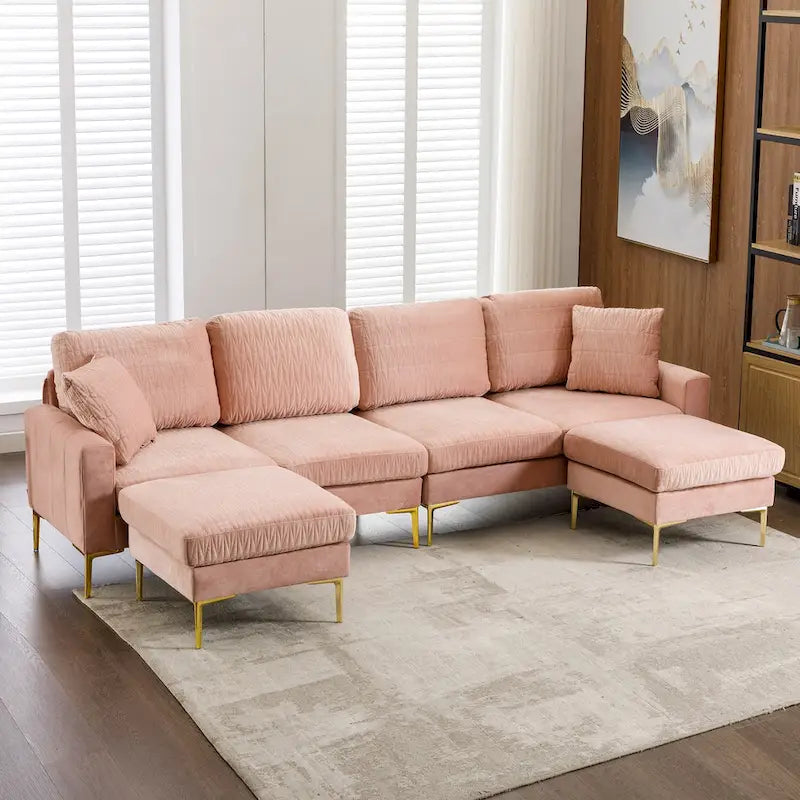 Velvet U-shaped modular detachable sectional sofa