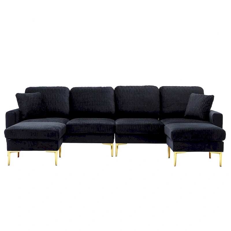 Velvet U-shaped modular detachable sectional sofa