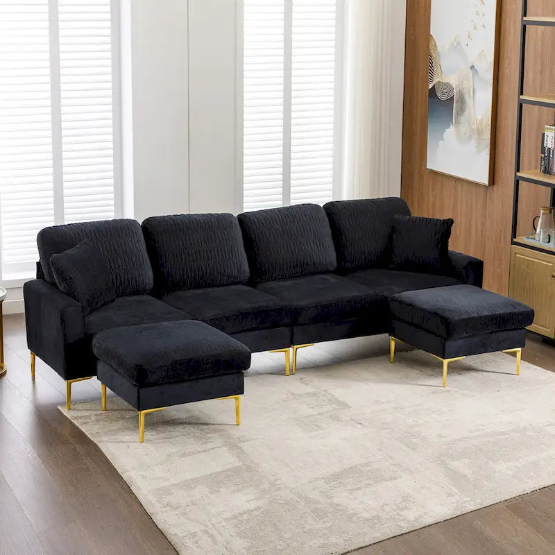 Velvet U-shaped modular detachable sectional sofa
