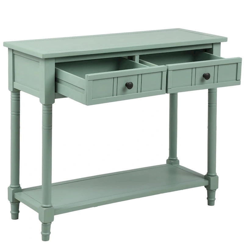Console Table with Two Drawers and Bottom Shelf