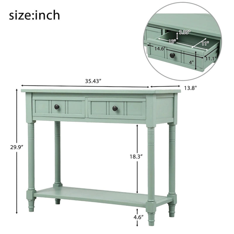 Console Table with Two Drawers and Bottom Shelf