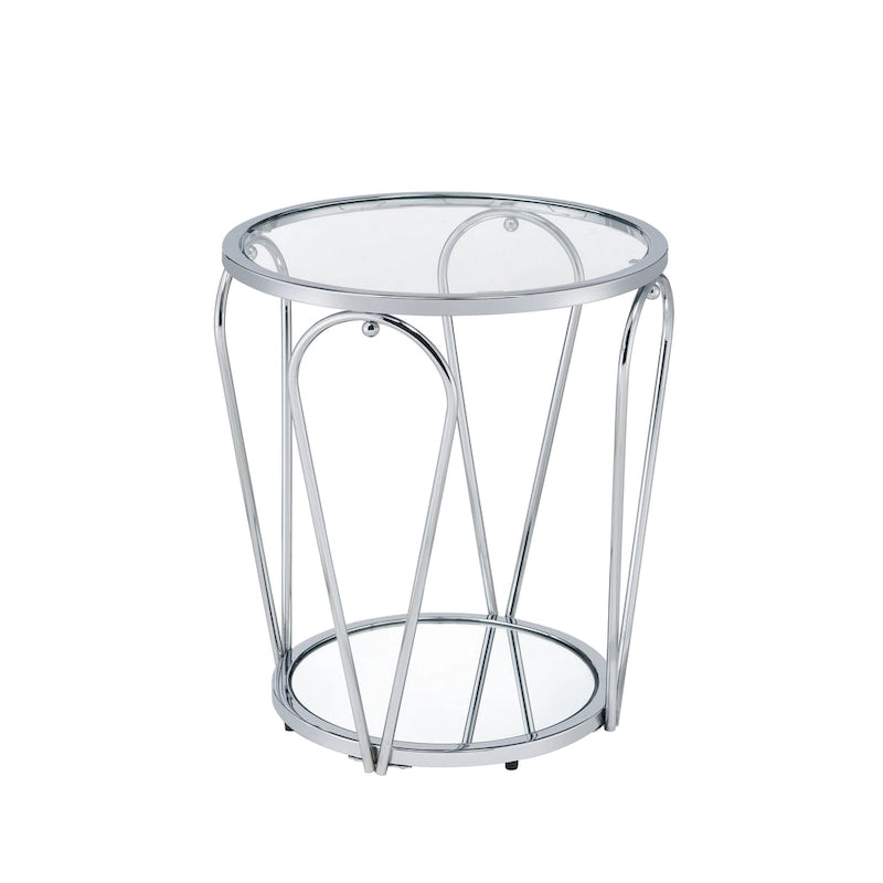 Gable Glam 2-Piece Glass Top Coffee Table Set with Shelf by Furniture of America