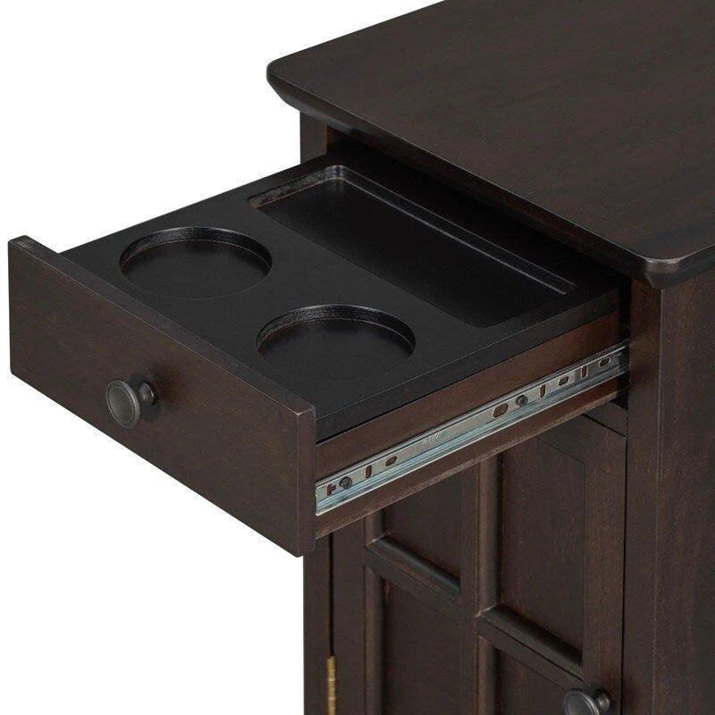 Classic Vintage Livingroom End Table Side Table with USB Ports and One Multifunctional Drawer with cup holders