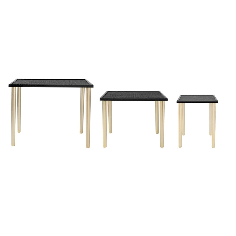 A&B Home Two Tone Nesting Side Tables - Set of 3 - Black/Gold