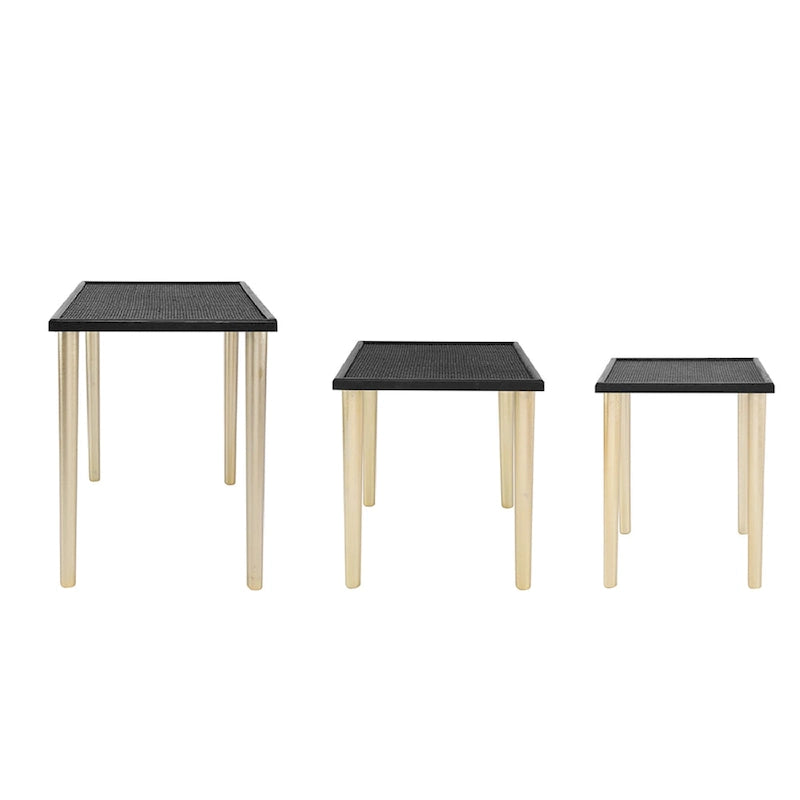 A&B Home Two Tone Nesting Side Tables - Set of 3 - Black/Gold