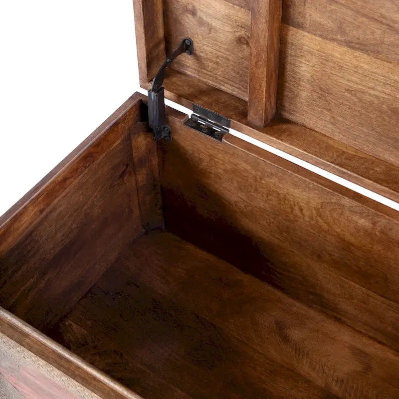 Nador Hand-Painted Brass Inlay Storage Trunk Coffee Table