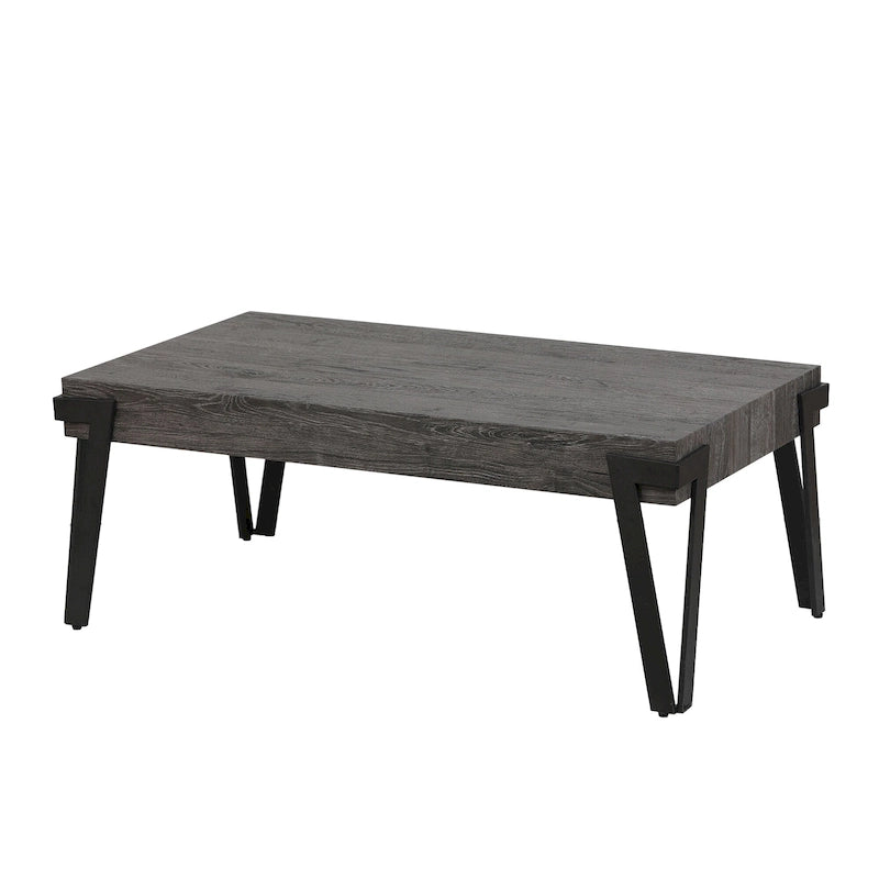 43-inch Industrial Wood and Metal Coffee Table - 17  H x 43.38  W x 24.5  D