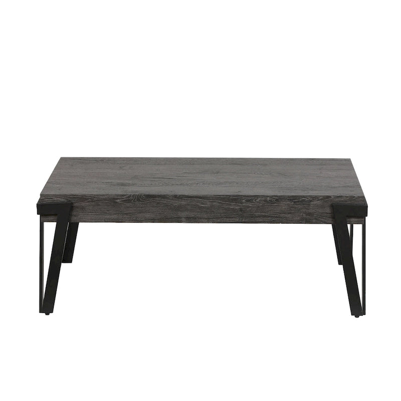 43-inch Industrial Wood and Metal Coffee Table - 17  H x 43.38  W x 24.5  D