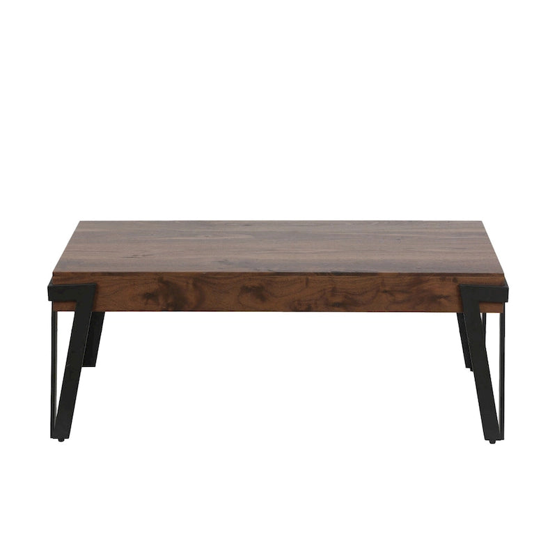 43-inch Industrial Wood and Metal Coffee Table - 17  H x 43.38  W x 24.5  D